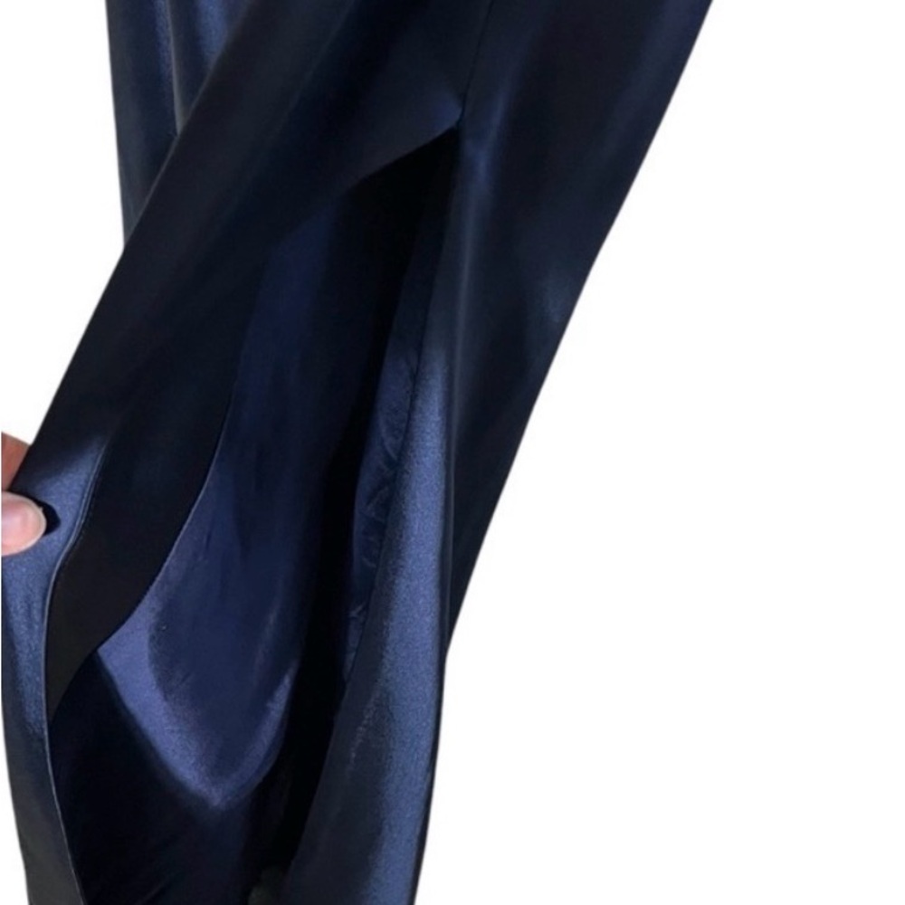 NWOT Unaltered NICHOLAS Eartha Draped Dark Ink Navy Satin Gown - Picture 6 of 11